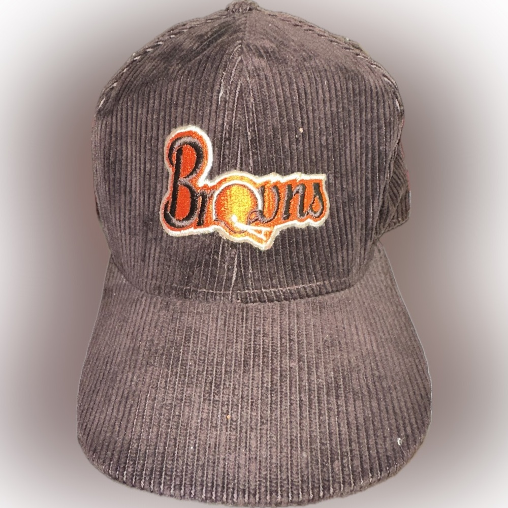 Vtg‎ NFL Cleveland Browns Script SnapBack Hat Cap Corduroy Vintage